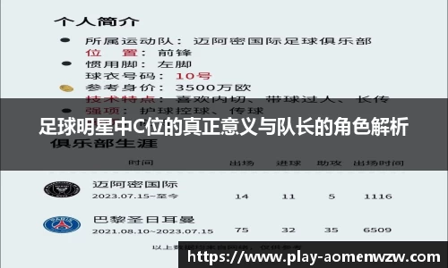 足球明星中C位的真正意义与队长的角色解析